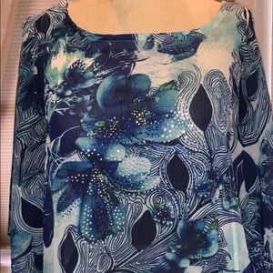 Talia Floral Printed Poncho Sleeve Top